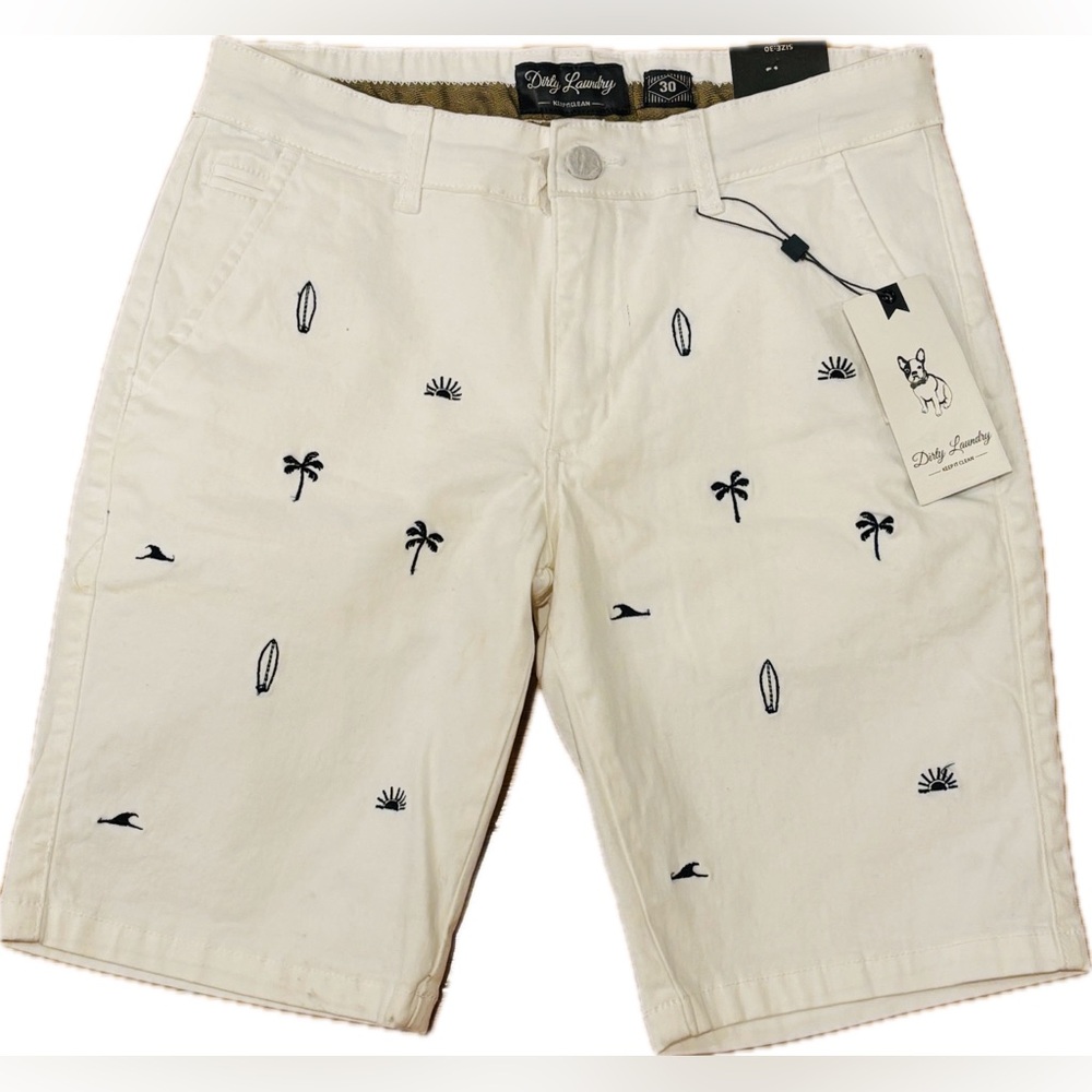 Men’s Dirty Laundry White Embroidered Shorts